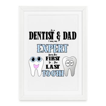 Dentiste papa dentiste papa cadeau - Affiche encadrée (27 × 37 cm) - blanc - Devant