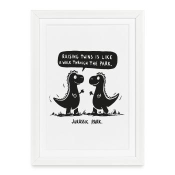 Élever des jumeaux – Dire drôle : des parents jumeaux - Affiche encadrée (27 × 37 cm) - blanc - Devant