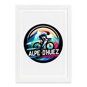 L’Alpe d’Huez, ascension mythique pour les passionnés - Affiche encadrée (27 × 37 cm) - blanc - Devant