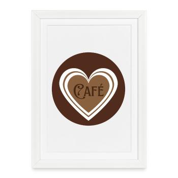 café avec des coeurs - Affiche encadrée (27 × 37 cm) - blanc - Devant