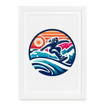 Expression Graphique d'un Snowboarder - Affiche encadrée (27 × 37 cm) - blanc - Devant
