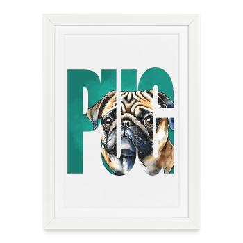 Pug Portrait - Framed poster (27 × 37 cm) - white - Front