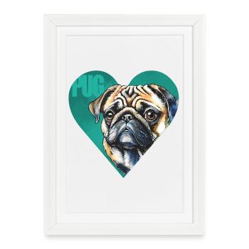 Pug Portrait - Framed poster (27 × 37 cm) - white - Front