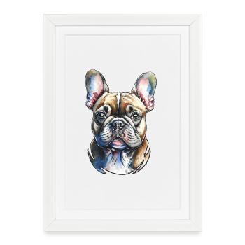 French Bulldog Portrait - Framed poster (27 × 37 cm) - white - Front