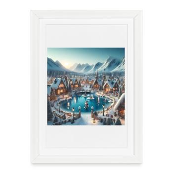 Village Scandinave Noël - Affiche encadrée (27 × 37 cm) - blanc - Devant