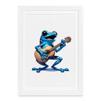 Poison dart frog guitar - Framed poster (27 × 37 cm) - white - Front