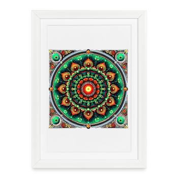 Manda en vitrail vert et orange - Affiche encadrée (27 × 37 cm) - blanc - Devant