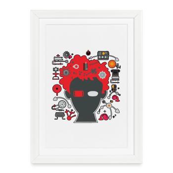 Geek 02 R - Affiche encadrée (27 × 37 cm) - blanc - Devant