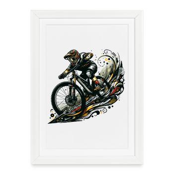 MTB Mountain Biking Downhill Gift - Framed poster (27 × 37 cm) - white - Front