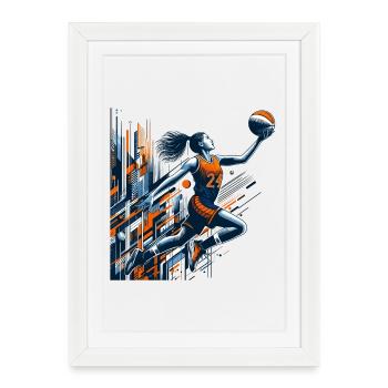 Woman Basketball Dunking Design - Framed poster (27 × 37 cm) - white - Front