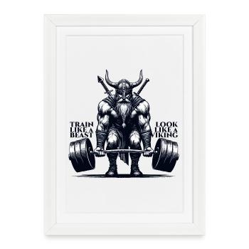Cadeau de soulevé de terre Viking - Affiche encadrée (27 × 37 cm) - blanc - Devant