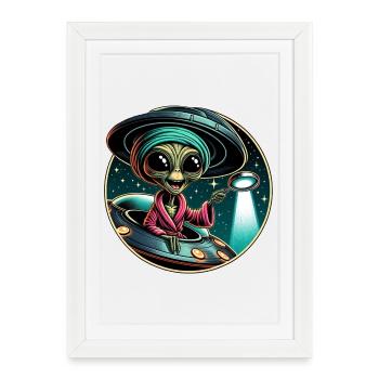 Alien detective in UFO light - Framed poster (27 × 37 cm) - white - Front
