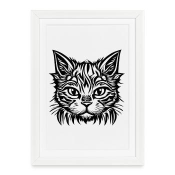 Manga Comic Cat "House Tiger" - Framed poster (27 × 37 cm) - white - Front