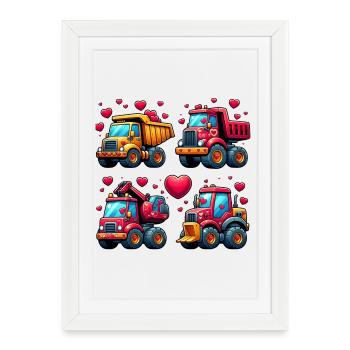 Tiny Builders' Affection - Construction T-Shirt - Framed poster (27 × 37 cm) - white - Front