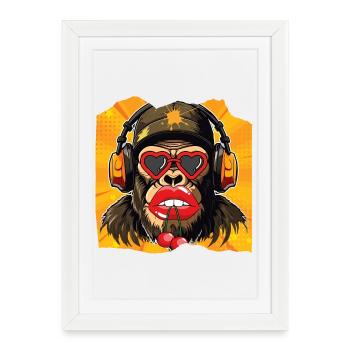 Monkey & Cherry - Framed poster (27 × 37 cm) - white - Front