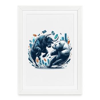 Finance Taurus Bear Fight Wall Street Gift - Framed poster (27 × 37 cm) - white - Front