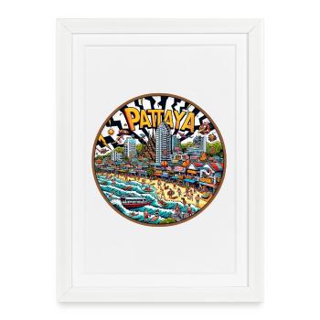 Conception de la ville de Pattaya en Thaïlande - Affiche encadrée (27 × 37 cm) - blanc - Devant