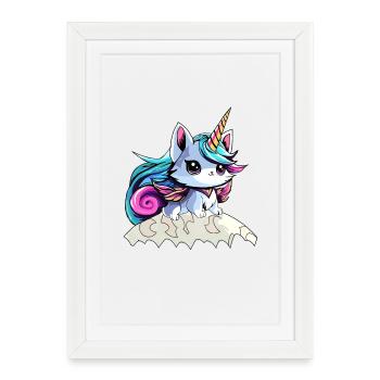 Fairy Unicorn Cat - Framed poster (27 × 37 cm) - white - Front