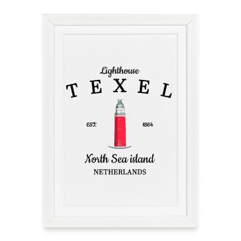Texel, île de la mer du Nord aux Pays-Bas Dessin - Affiche encadrée (27 × 37 cm) - blanc - Devant