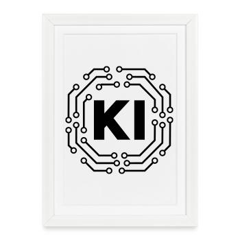 Künstliche Intelligenz Symbol Leiterbahnen Badge - Gerahmtes Poster (27 × 37 cm) - Weiß - Vorne