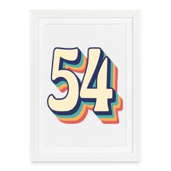 Vintage Retro T-Shirt Number 54 Fifty Four - Framed poster (27 × 37 cm) - white - Front