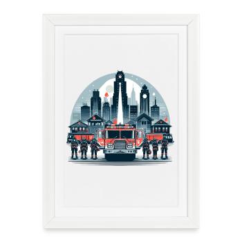 Firefighters City Gift - Framed poster (27 × 37 cm) - white - Front