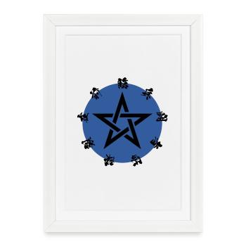 KU-JI MANTRA / indigo - Japanise KANJI - Affiche encadrée (27 × 37 cm) - blanc - Devant