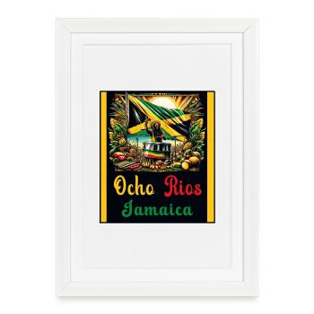 Design reggae jamaïcain Ocho Rios - Affiche encadrée (27 × 37 cm) - blanc - Devant