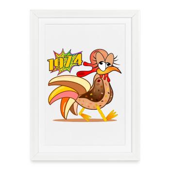 52E ANNIVERSAIRE 1974 POULES - Affiche encadrée (27 × 37 cm) - blanc - Devant