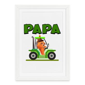 Agriculteur Papa Tracteur - Affiche encadrée (27 × 37 cm) - blanc - Devant