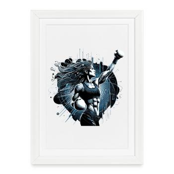 Boxer Woman Victory Pose Boxing Gift - Framed poster (27 × 37 cm) - white - Front