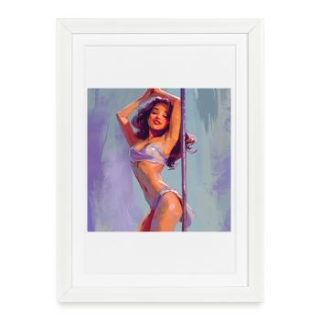 Poledancer se sentant elle-même - Affiche encadrée (27 × 37 cm) - blanc - Devant