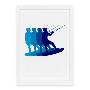 Stunt Wakeboard Surf Sports nautiques Wakesurf - Affiche encadrée (27 × 37 cm) - blanc - Devant