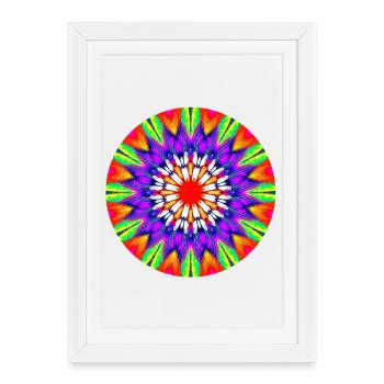 Kaléidoscope Mandala Couleur Rush - Affiche encadrée (27 × 37 cm) - blanc - Devant