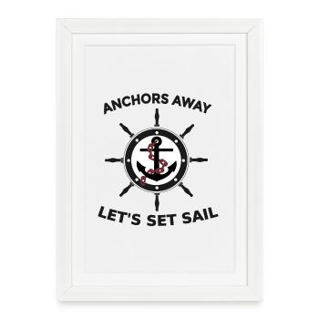 Sail, Anchor, Steering wheel, Sailboat, Cruise, compass - Framed poster (27 × 37 cm) - white - Front