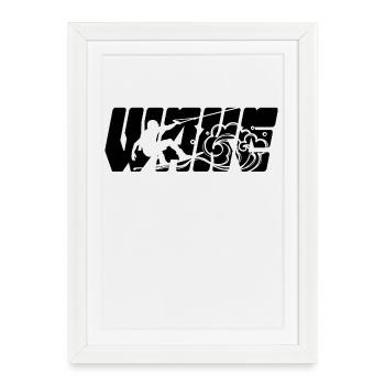 Sports nautiques, Cascade, Surf, Wakeboard, Ski nautique - Affiche encadrée (27 × 37 cm) - blanc - Devant