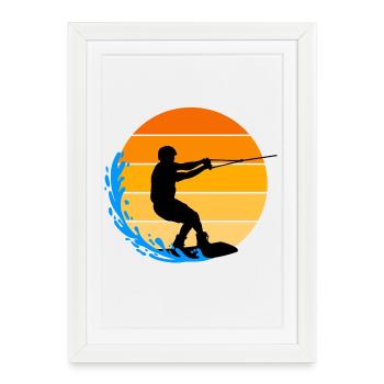 Ski nautique, Surf, Surf, Wakeboard, Cascade - Affiche encadrée (27 × 37 cm) - blanc - Devant