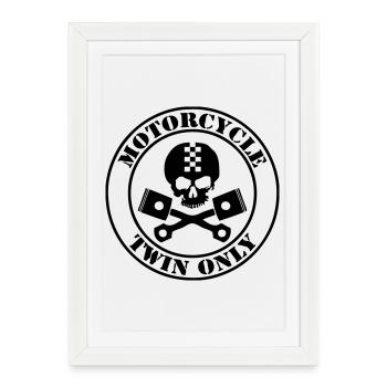Motorcycle twin only - Affiche encadrée (27 × 37 cm) - blanc - Devant