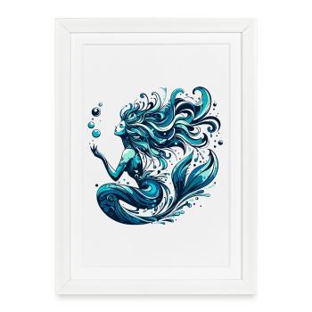 Cadeau de sirène - Affiche encadrée (27 × 37 cm) - blanc - Devant