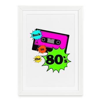 des années 80 Party Retro Fun Shirt Theme Party, des années 80 (25) - Affiche encadrée (27 × 37 cm) - blanc - Devant