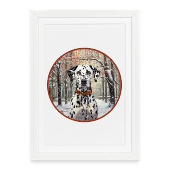 Dalmatien à New York - Affiche encadrée (27 × 37 cm) - blanc - Devant
