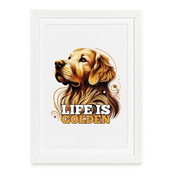 Life is Golden Retriever Dog Gift - Framed poster (27 × 37 cm) - white - Front