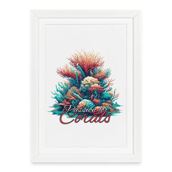 Passion pour le cadeau corail - Affiche encadrée (27 × 37 cm) - blanc - Devant