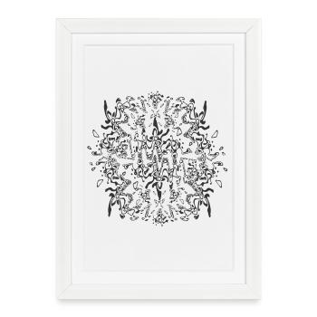 Abstract Black Mandala Pattern - Framed poster (27 × 37 cm) - white - Front