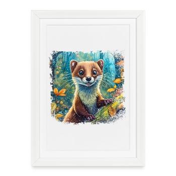 Close-up of a funny marten comic-style - Framed poster (27 × 37 cm) - white - Front