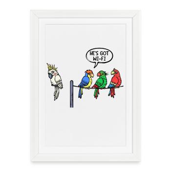 Perroquet Déclaration Jungle Animal Oiseaux Zoo - Affiche encadrée (27 × 37 cm) - blanc - Devant