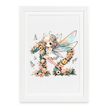 Cadeau d’anniversaire elfe fée de 12 ans - Affiche encadrée (27 × 37 cm) - blanc - Devant