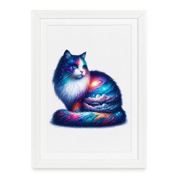 Chat - Affiche encadrée (27 × 37 cm) - blanc - Devant