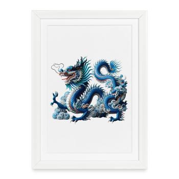 Blue kite in the river of clouds - Framed poster (27 × 37 cm) - white - Front