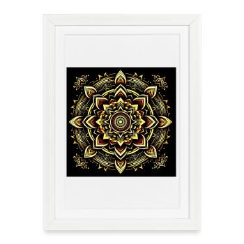 Mandala Gold on black background - Framed poster (27 × 37 cm) - white - Front